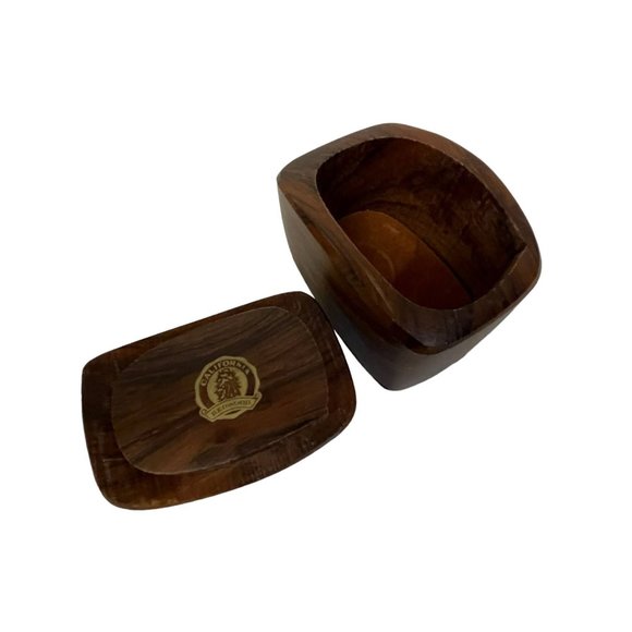 CALIFORNIA REDWOOD Trinket Box Jewelry Keepsake Ring Desk Vanity Handcarved 4x3 - Picture 6 of 10